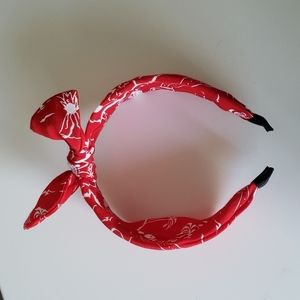 Cute French-girl Bandana Headband in Red Print